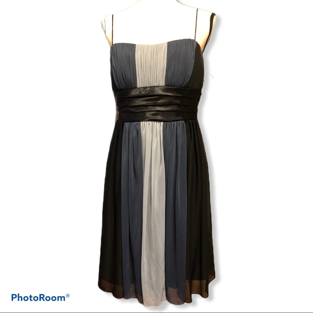 Dress Barn | Grey Striped Party Dress